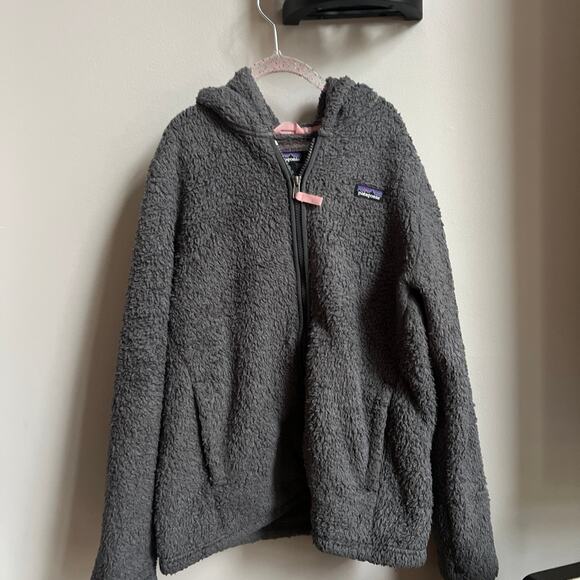 Patagonia Jacket Kids XL size 14 Los Gatos Dark Grey Fleece Hoodie Full Zip